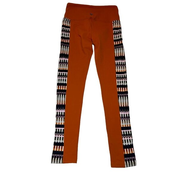 PrAna Women's M Orange Leggings With Patterned Side Panels - Picture 7 of 7
